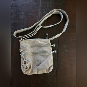 Kipling Silver/Gray Crossbody Bag with Plush Charm